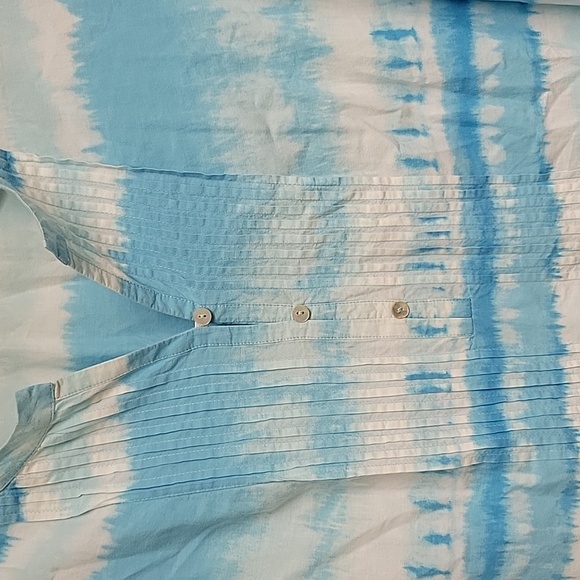 J Jill 100% cotton blue/white tye dye pintuck 3/4 convertible sleeve top. XL - Picture 2 of 5